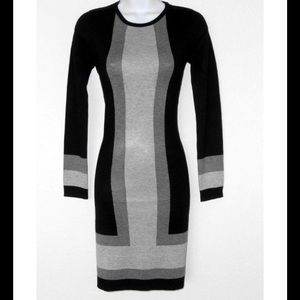 Premise Color Block Black/Gray Sweater Dress SizeM